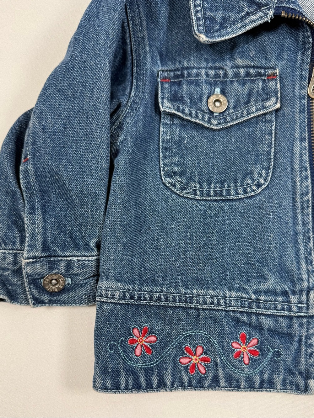 VINTAGE CANYON RIVER BLUES Denim Jacket 18M Y2K Embroidered Floral Zip Up Retro - Picture 3 of 10